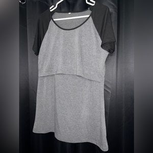 XL Breast Feeding Top. Grey/Black